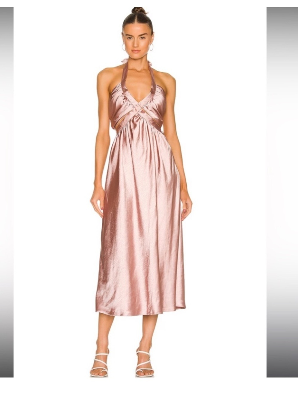 Nwot Line & Dot Emma Cut Out Satin Midi Dress in mauve $180 revolve party summer